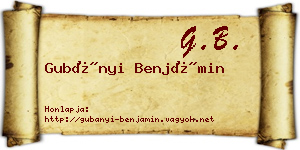 Gubányi Benjámin névjegykártya